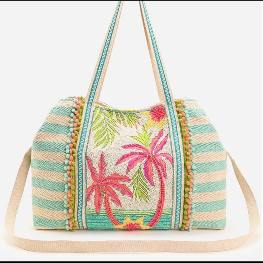 Tropical Embroidered Tote Bag